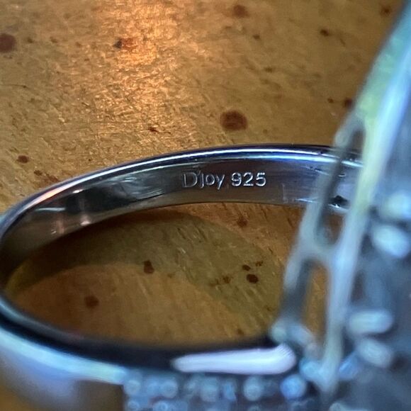 Blue Star Sapphire Rainbow Moonstone Sterling Silver Cocktail Ring Size 7 - Picture 6 of 9